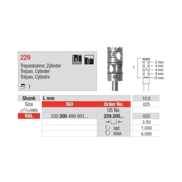 229.205.025 Trepan burs RAL