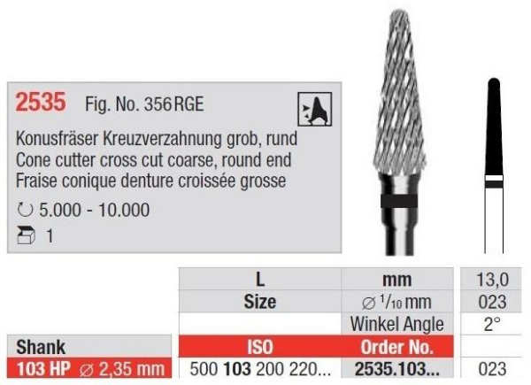 2535.103.023 Cone cutter cross cut