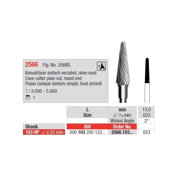2566.103.023 Cone cutter plain cut