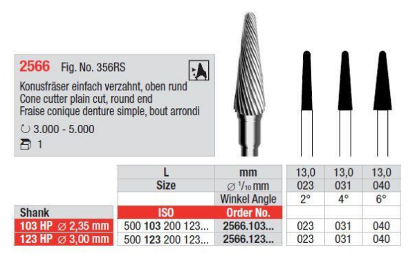 2566.103.031 Cone cutter plain cut