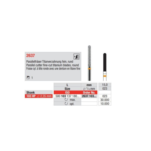 2637.103.023 Parallelfr?ser Titanverzahnung
