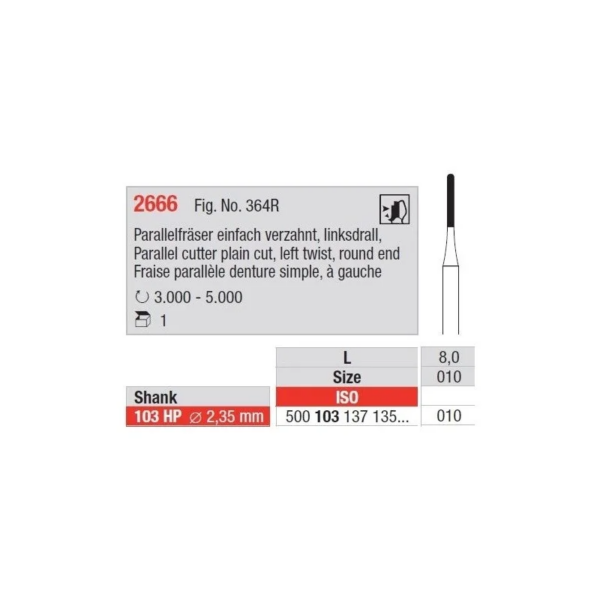 2666.103.010 Parallel cutter plain cut