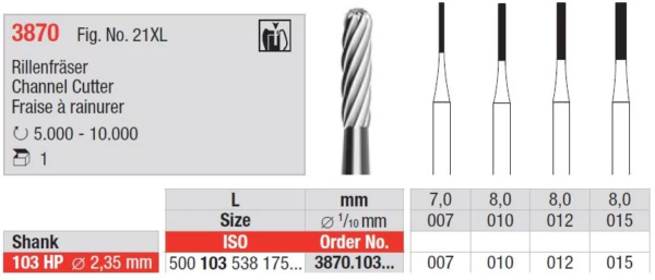 3870.103.012 Grooving cutter - HP short