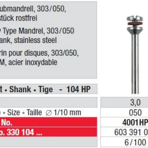 4001HP-100 Screw Type Mandrel 303 / 050