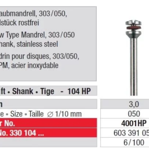 4001HP-6 Screw Type Mandrel 303 / 050