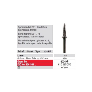 4004HP-100 Spiralmandrel 301 L