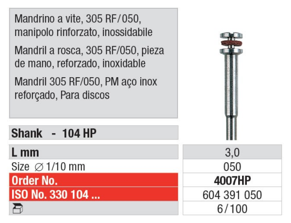 4007HP-100 Screw Type Mandrel 305RF / 050