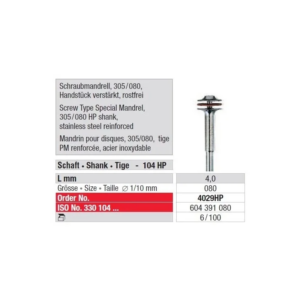 4029HP-100 Screw Type Mandrel 305 / 080