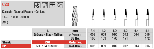 C23.104.014 TC Bur - tapered fissure HP